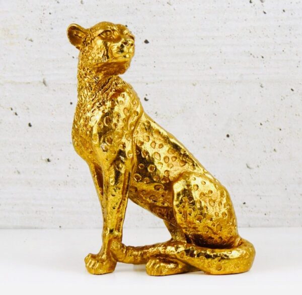 Escultura Leopardo Dourado