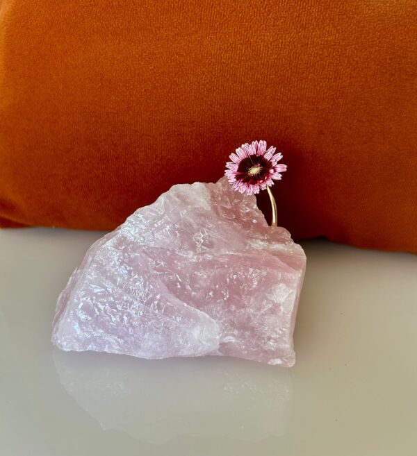 Quartzo Rosa Com Aplique Em Metal - Imagem 2
