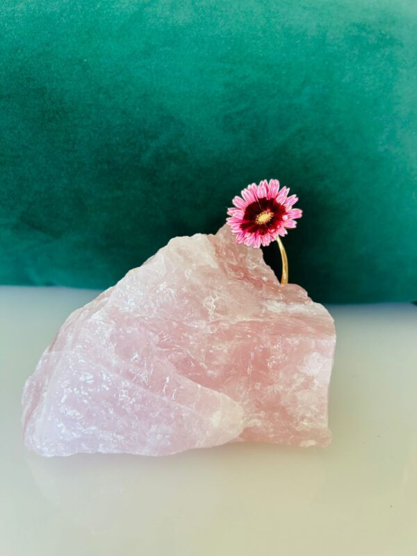 Quartzo Rosa Com Aplique Em Metal