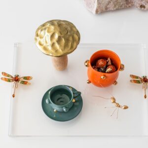 Bandeja com 2 Libélulas Laranjas