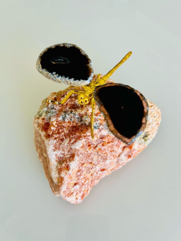 Quartzo Laranja Com Aplique Em Metal Dourado - Imagem 4